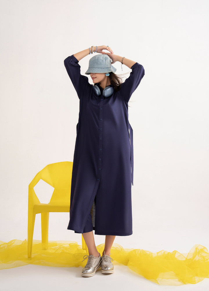 Like a Bird by Casuallite Women Pret Linen Solids Suits 2 Piece D-4 Urban Indigo Flow - Winter Collection