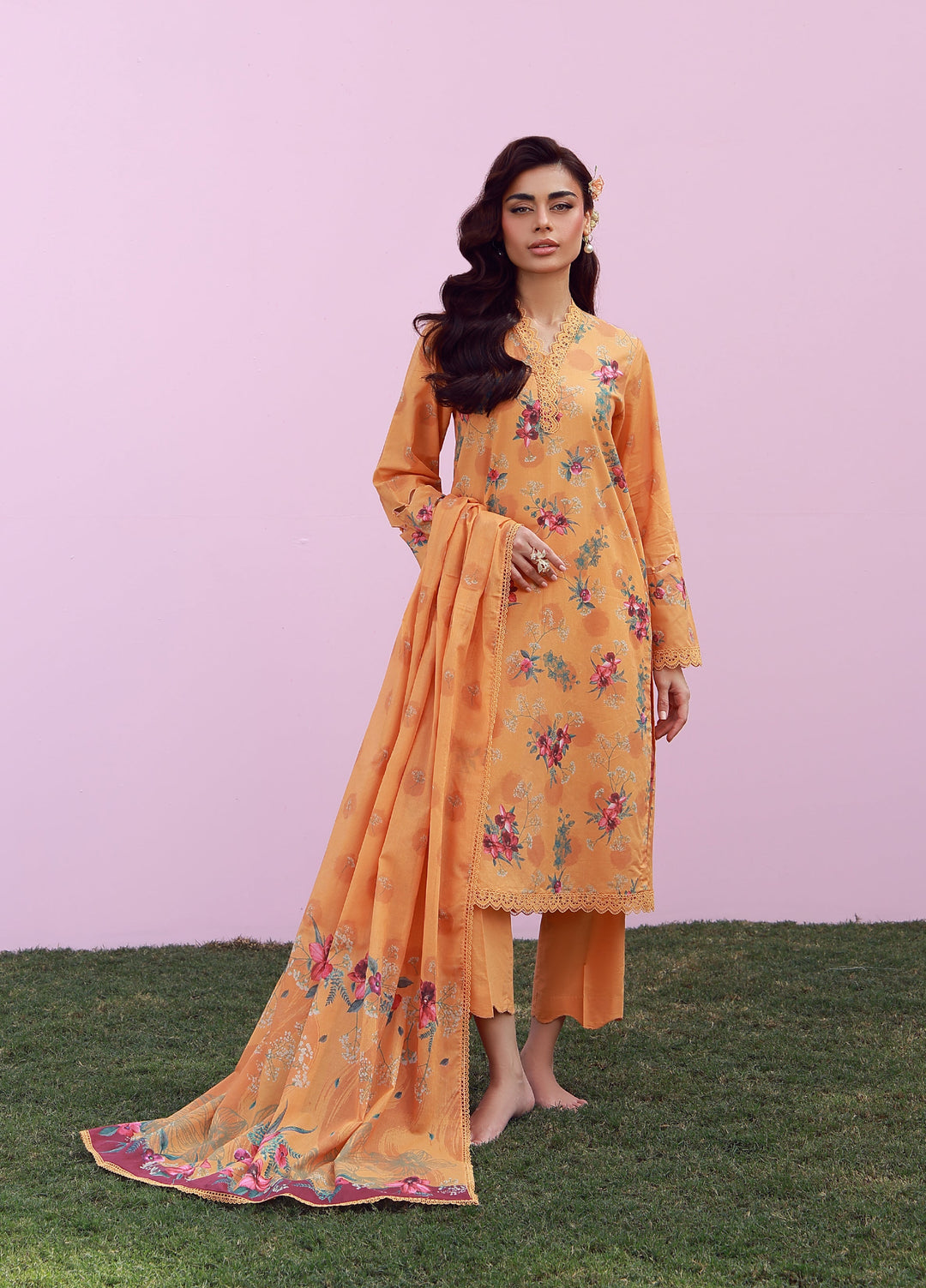 Mirha by Sahar Unstitched Printed Lawn 3 Piece Suit SS1-26-07 Marigold Mist - Summer Collection
