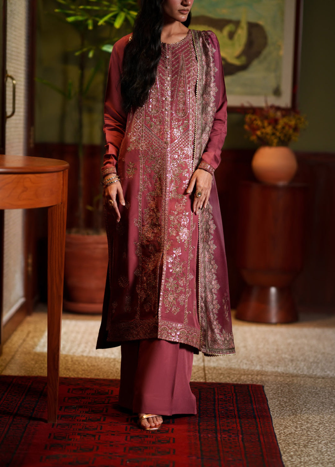 Elara by Casuallite RTW Embroidered Silk Viscose 3 Piece Suit CL26PSE D6 Maribel - Festive Collection