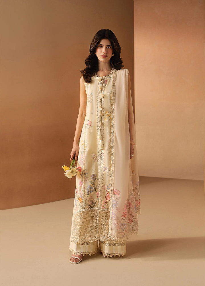 Haze A Prints by Afrozeh Unstitched Embroidered  Lawn 3 Piece Suit AF26UAP Hazelen Yellow FWU-104 - Summer Collection
