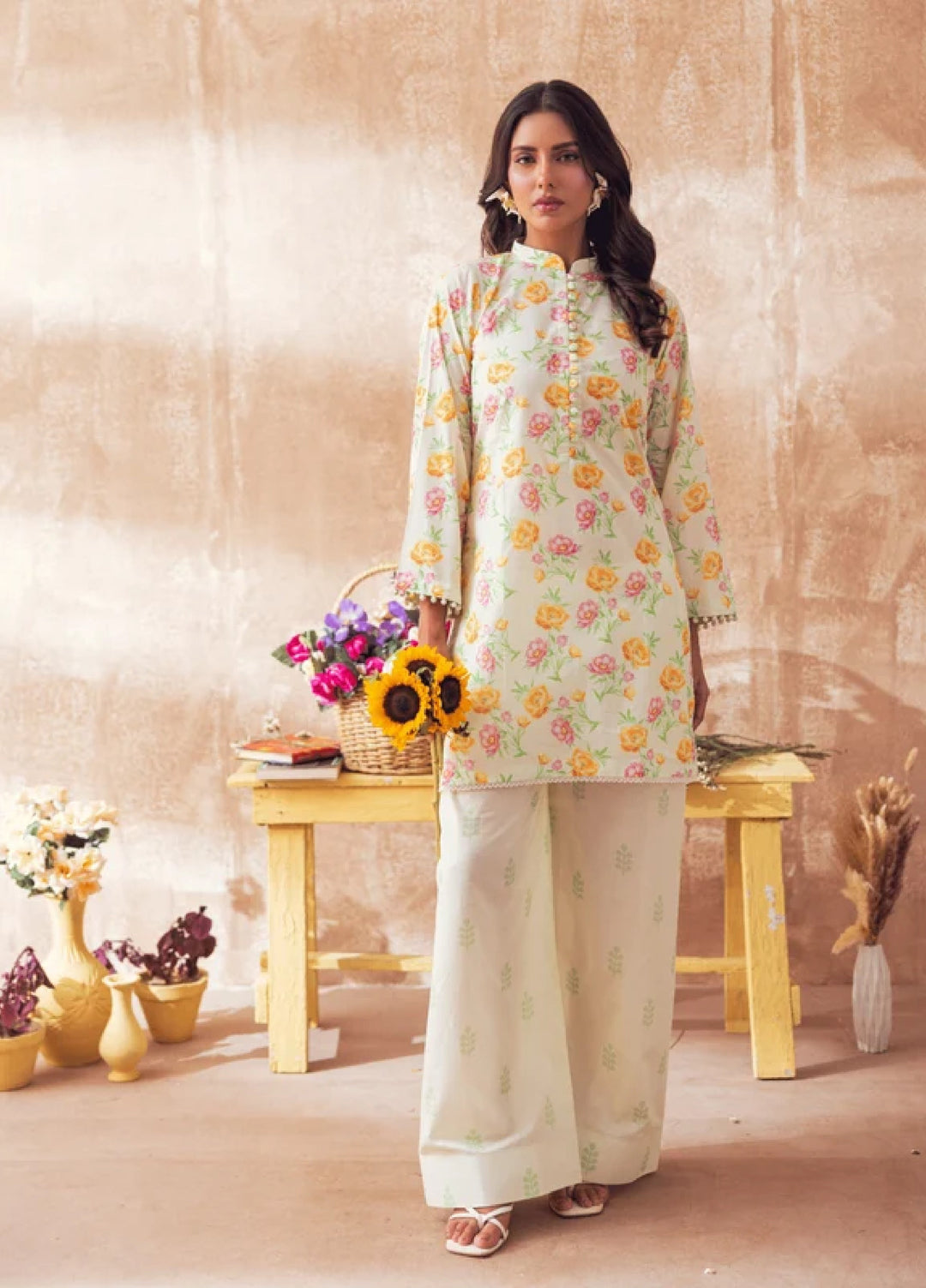 Liyana by Mashra RTW Printed Lawn 2 Piece Suit LIY-CRE-018 Creampuff - Casual Collection