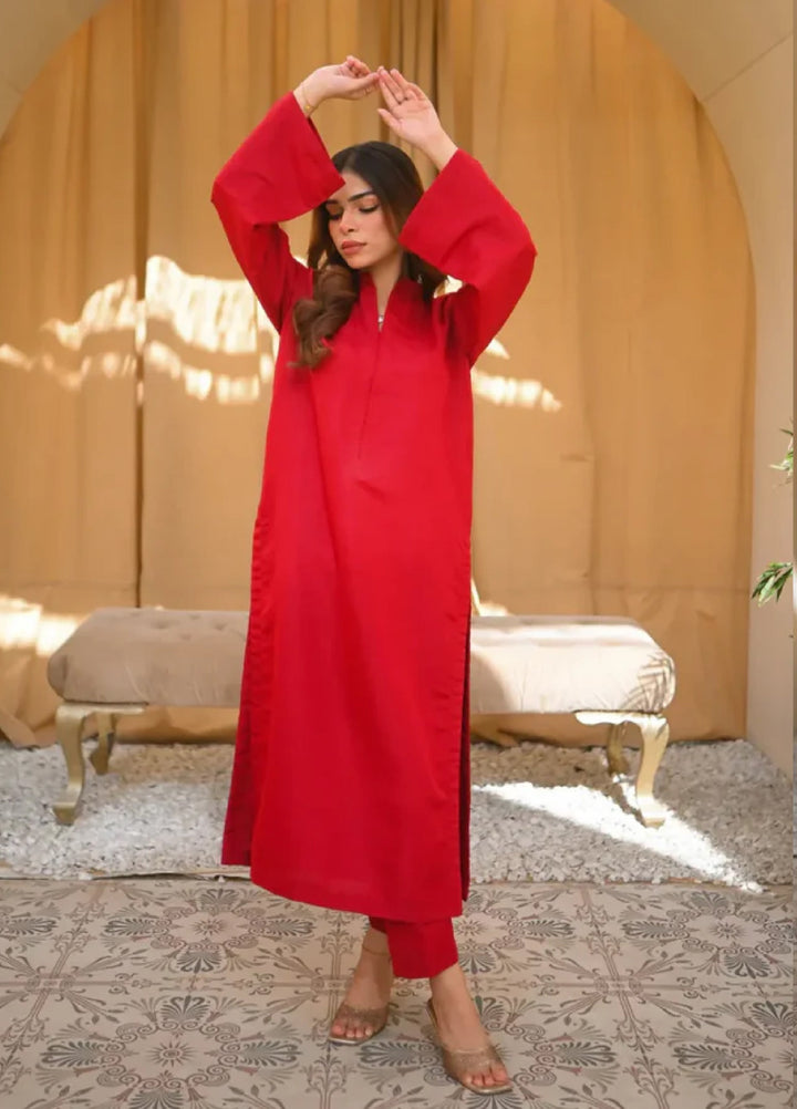 Zauk Women RTW Solids Rawsilk 2 Piece Suit ZK26RC Ruby Z-B-1 - Casual Collection