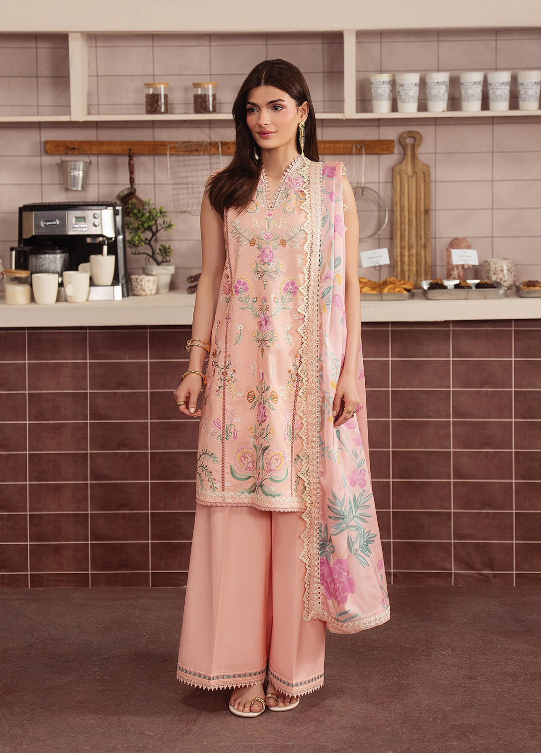 Brewed by Ayzel Unstitched Embroidered Lawn 3 Piece Suit AAF26UBL Caffeine ZWU-0148-3PO - Festive Collection