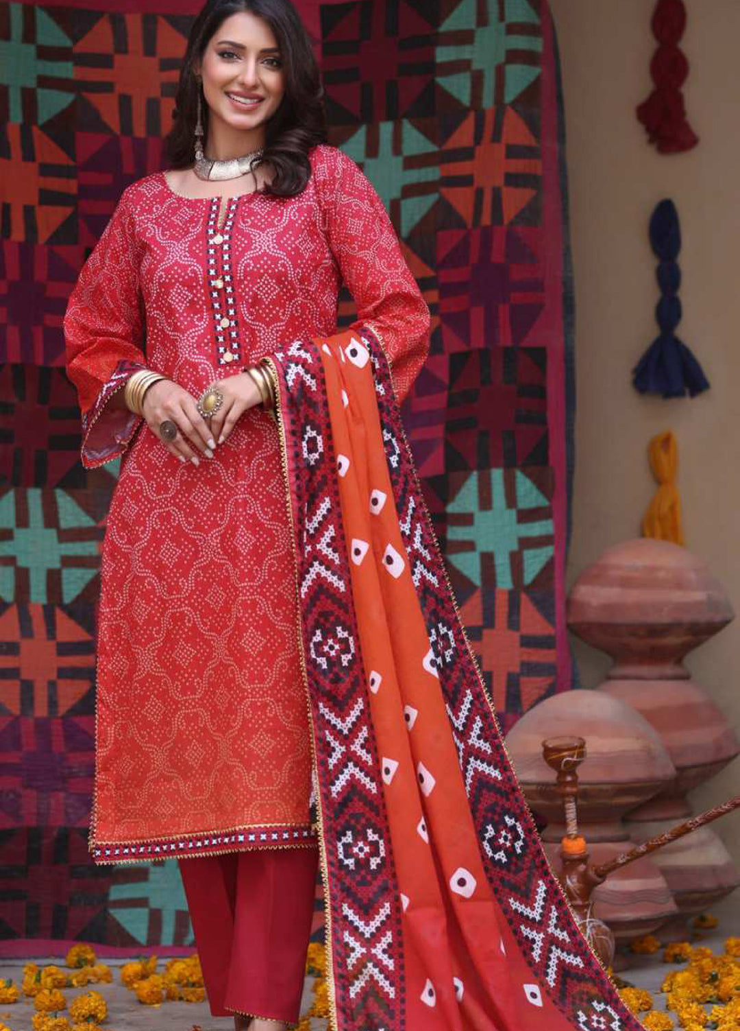 Heritage Series by AL Zohaib Unstitched Printed Chunri Lawn 3 Piece Suit AZ26UCH D-9 - Festive Collection