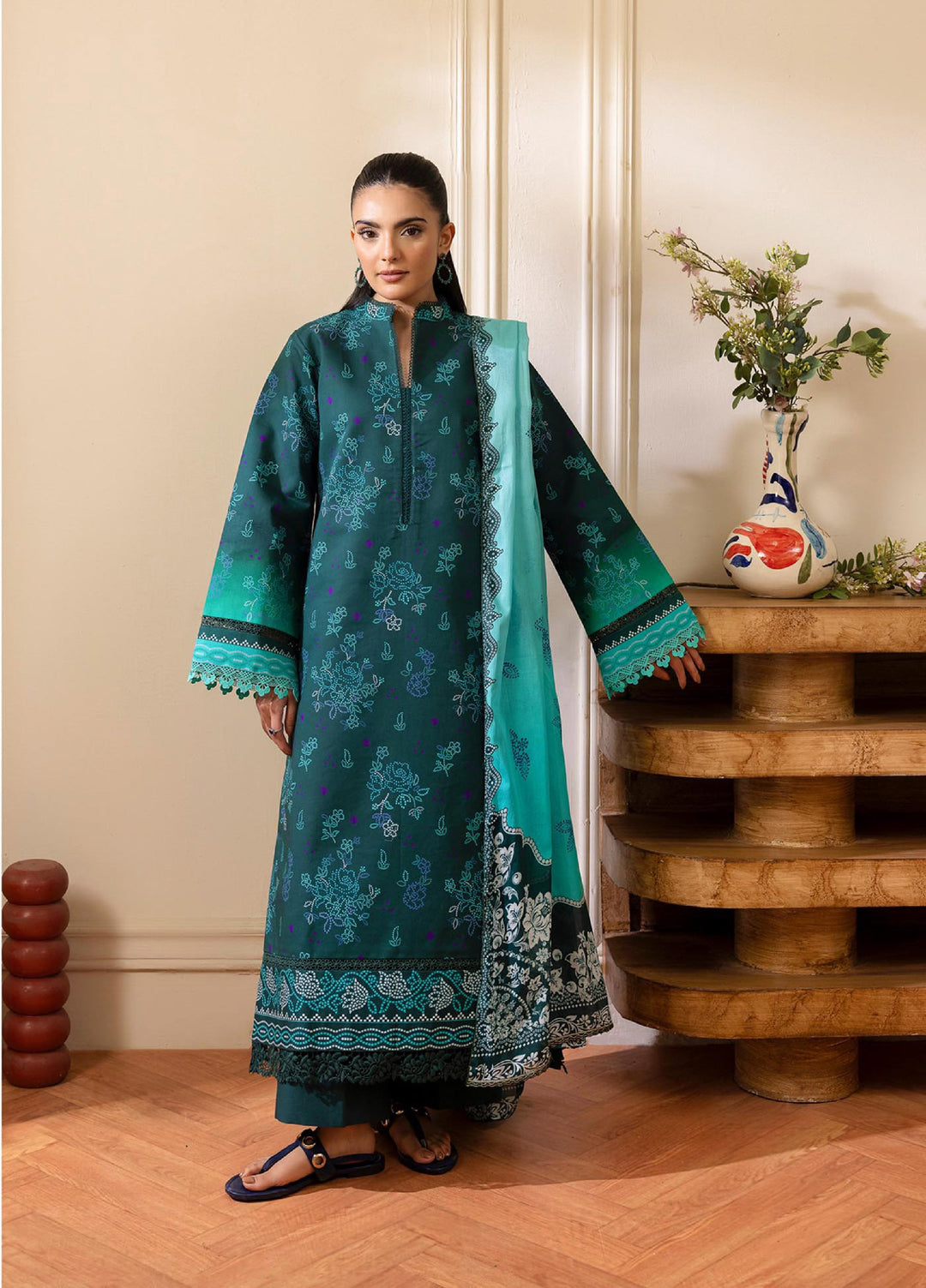 Nissa by RajBari Unstitched Printed Lawn 3 Piece Suit RB26ULN D-05 - Casual Collection