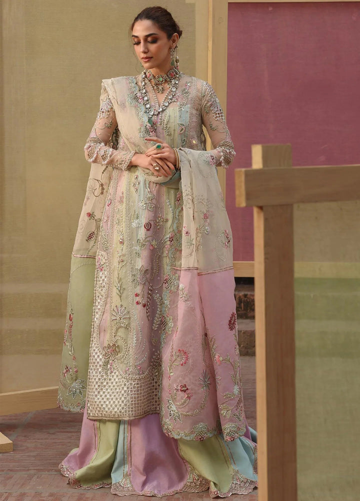 Crimson Unstitched Embroidered Chiffon 3 Piece Suit CR26UW D-7 Rangoli Ivory - Festive Collection