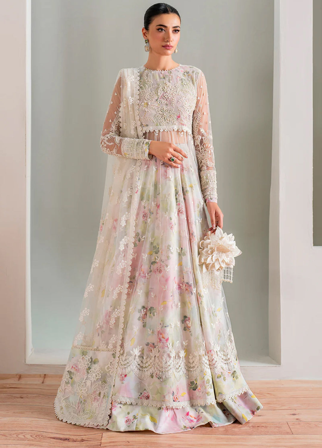 Chantelle by Baroque Unstitched Net Embroidered Suits 3 Piece BQ25FC UF-686 - Festive Collection