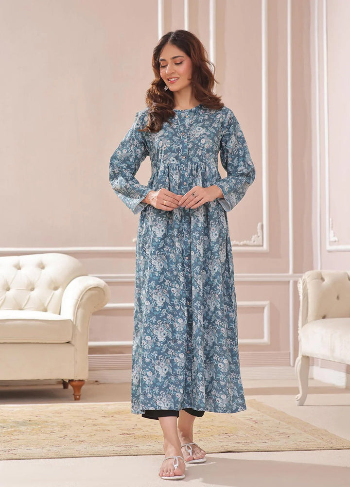 TNG Women Pret Khaddar 1 Piece Suit Nihara Frock - Winter Collection Maxi Dress