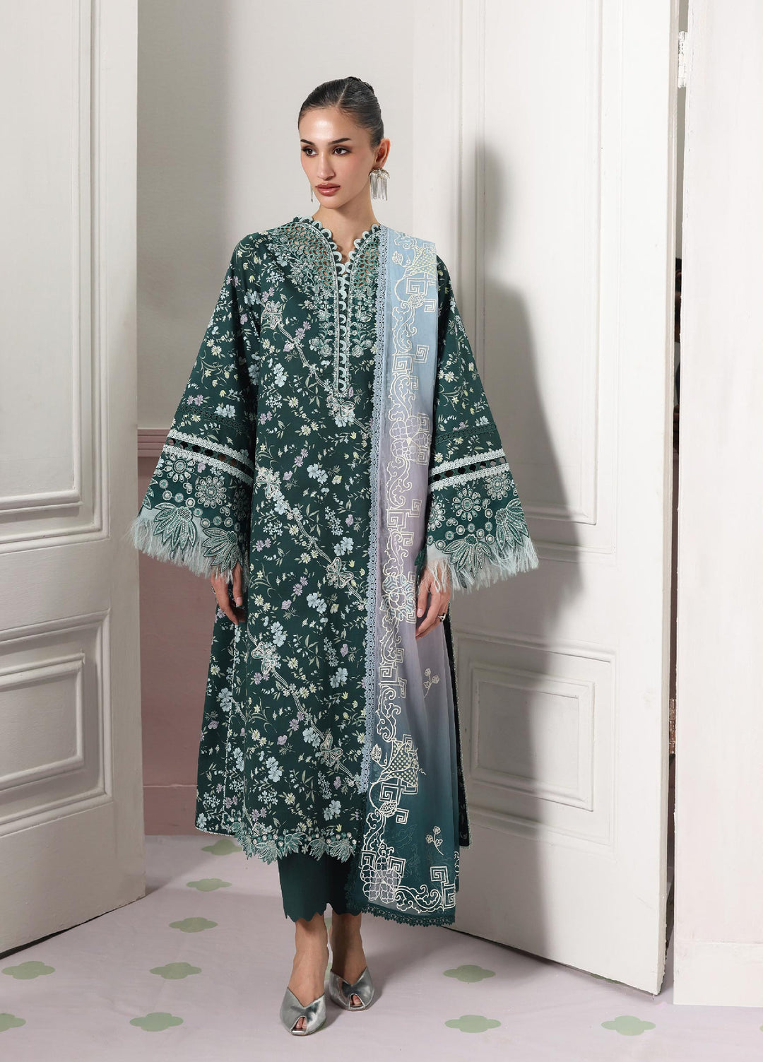 Q Prints by Qalamkar Unstitched Printed Lawn 3 Piece Suit QLK26UQL DIANE QQP-09 (B) - Summer Collection