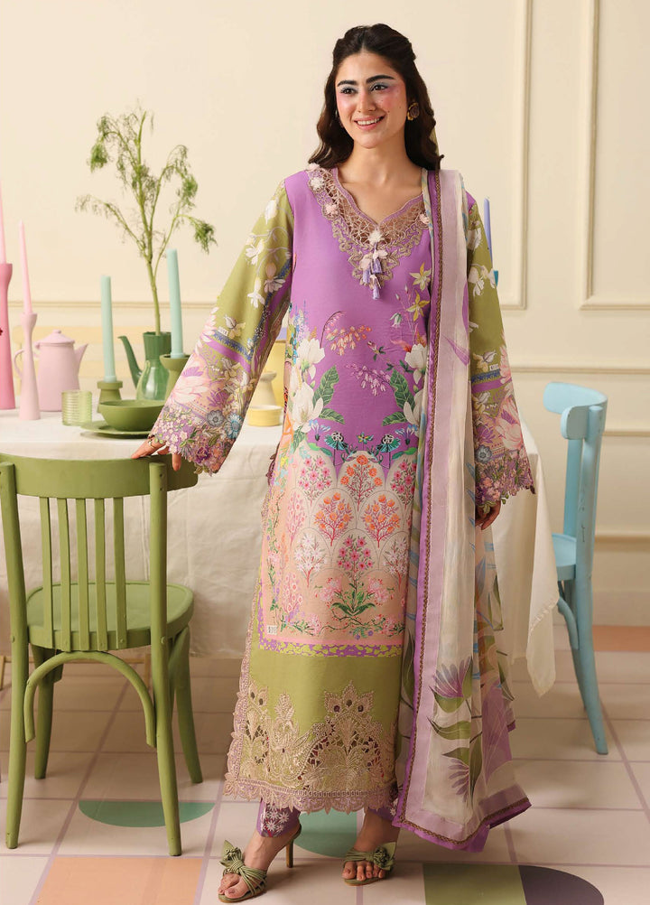 Soleil Hemline by Mushq Unstitched Printed Lawn 3 Piece Suit MU26USL Lilac Whim HUNSS260308 - Festive Collection
