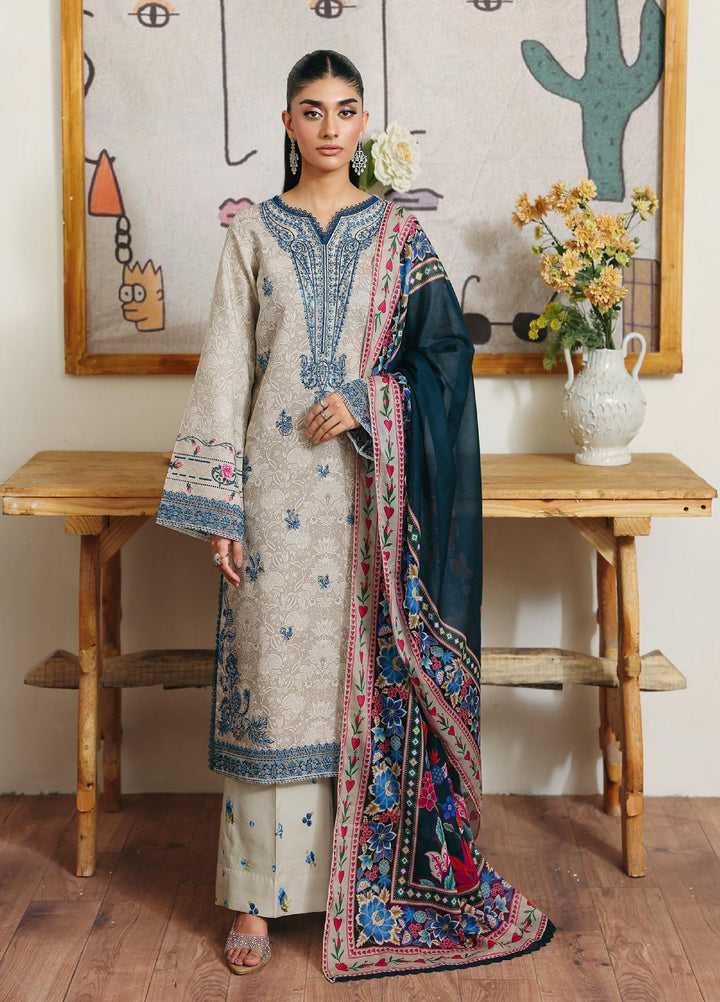 Nissa Floral Symphony by Rajbari Unstitched Lawn Embroidered 3 Piece Suit RB26UNF D-09 - Summer Collection