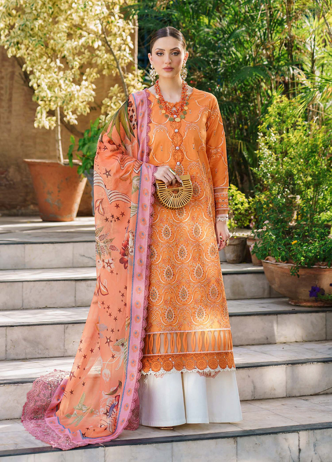 Shurooq Unstitched Luxury Lawn Embroidered 3 Piece SQ25 D-08 Dawn - Festive Collection
