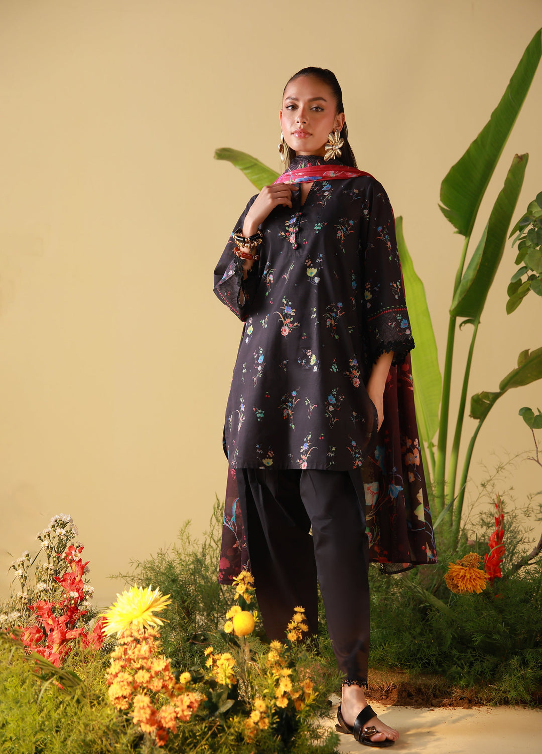 Mirha by Sahar Unstitched Printed Lawn 3 Piece Suit SS1-26-08 Midnight Bloom - Summer Collection