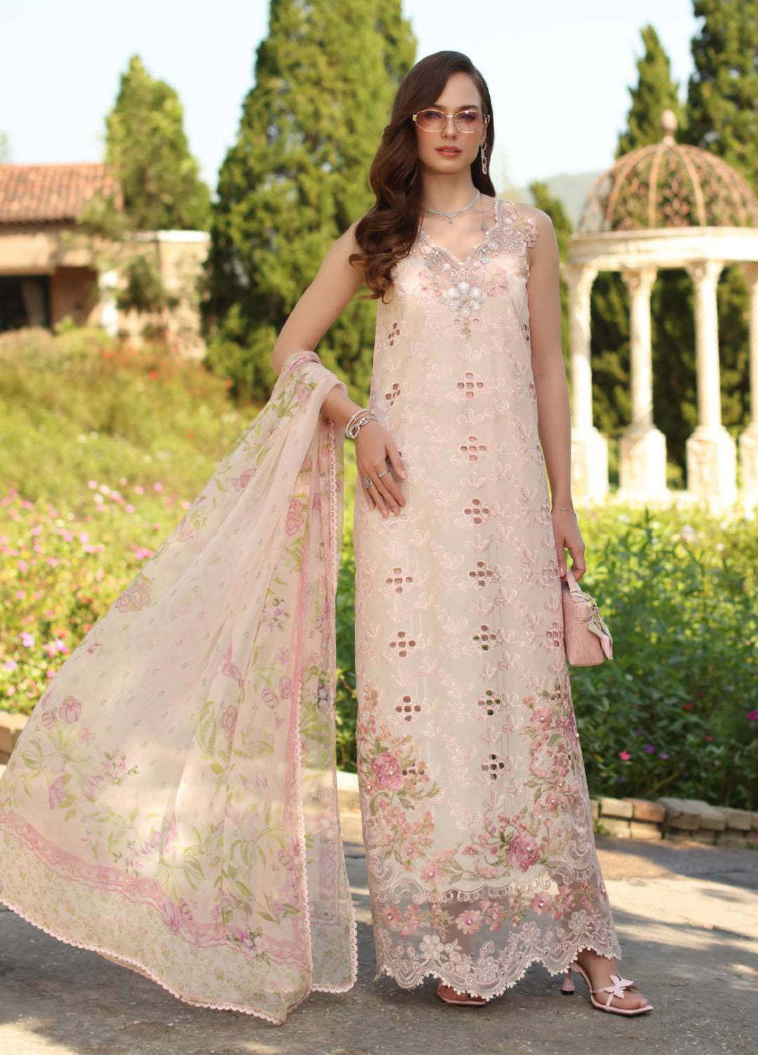 Noor by Saadia Asad Unstitched Embroidered Luxury Lawn 3 Piece Suit SA26UNL D7A-FLORINE - Eid Collection