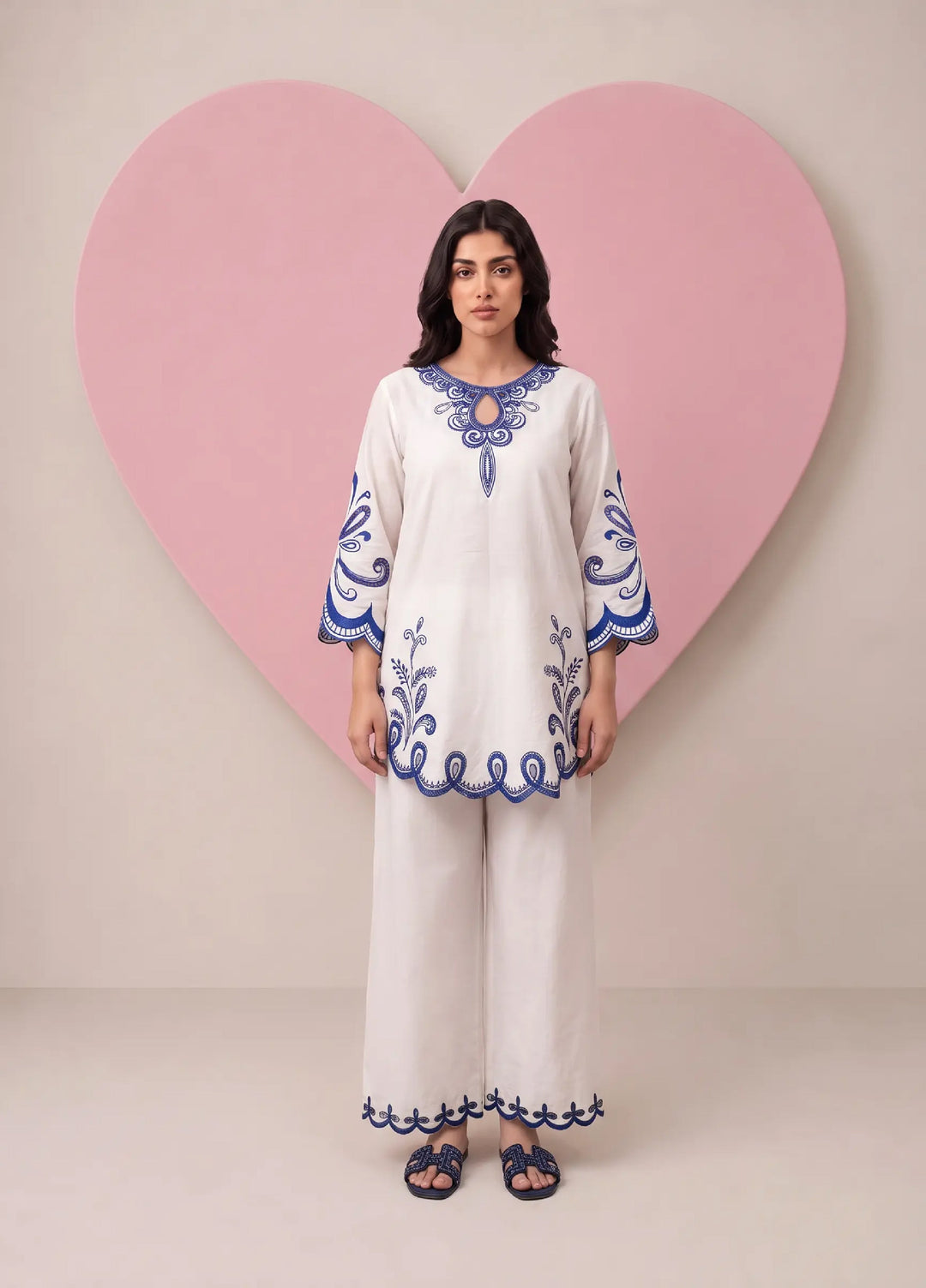 Scherezade Women RTW Embroidered Lawn Cotton 3 Piece Suit OCEANE - Casual Collection