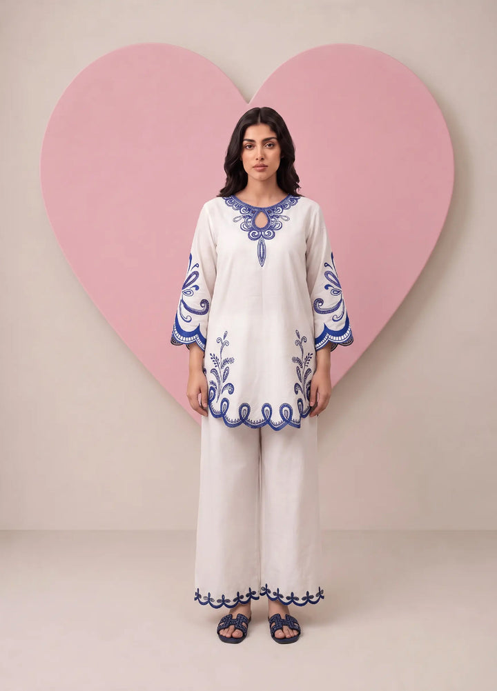 Scherezade Women RTW Embroidered Lawn Cotton 3 Piece Suit OCEANE - Casual Collection