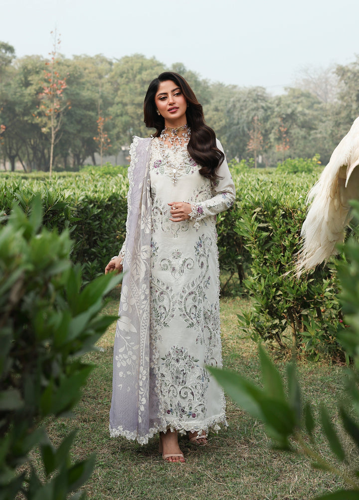 Tales of Petals by Sardinia Unstitched Embroidered Luxury Lawn 3 Pcs Suit SRD26UTP D-9 Cloud Whisper - Festive