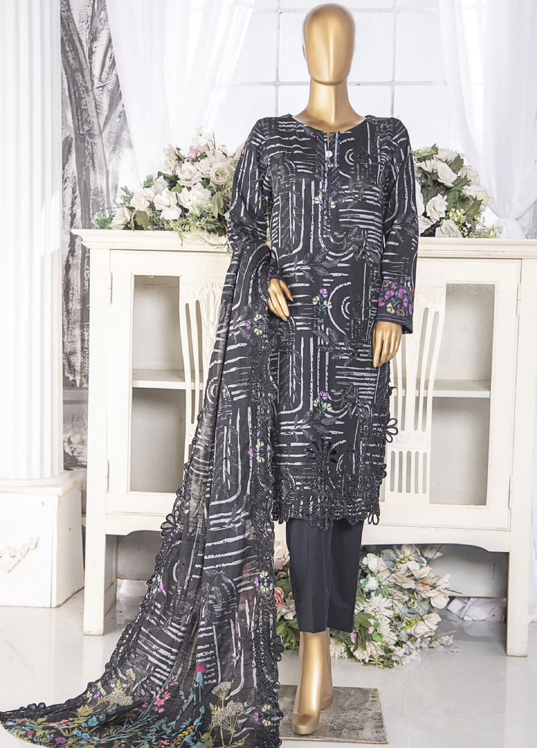 Hz Textiles Embroidered Khaddar Suits Unstitched 3 Piece PKE-207 - Winter Collection