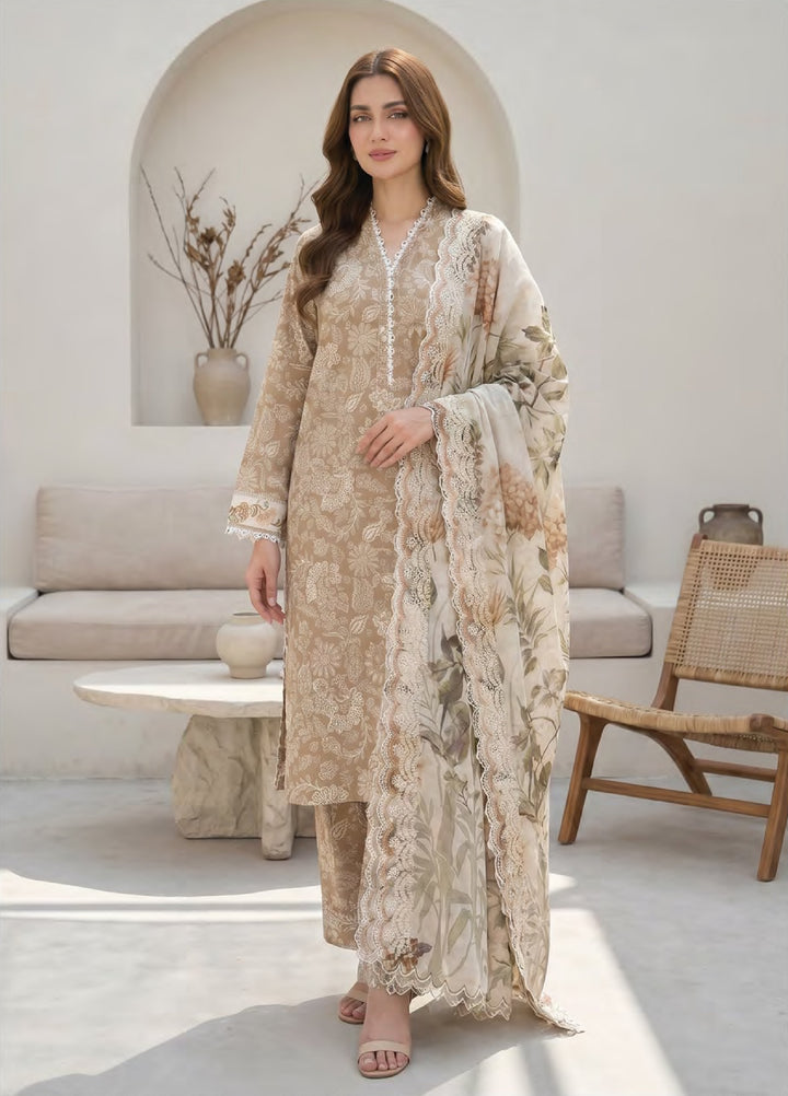 Lakhany Unstitched Printed Lawn 3 Piece Suit LSM26UP LG-IZ-0700 - Casual Collection