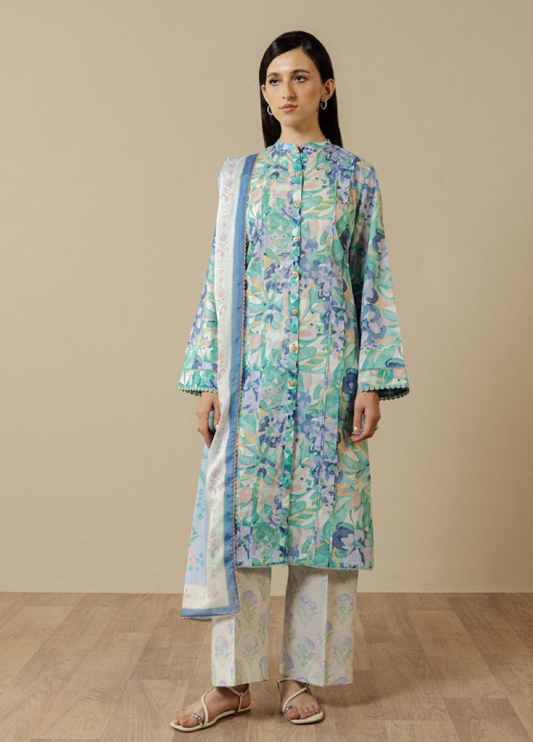 Coco by Zara Shahjahan Unstitched Printed Lawn 3 Piece Suit CZS26UPL ELARIS-6B - Summer Collection