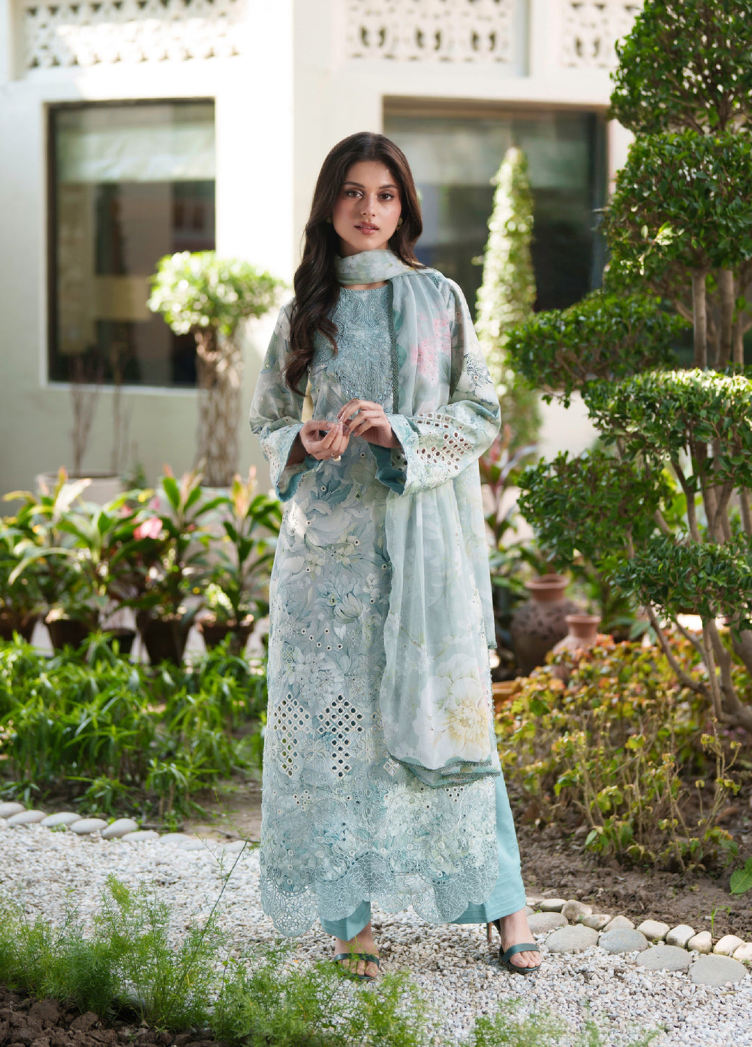Summer Lines Printkari by Neeshay Unstitched Embroidered Lawn 3 Piece Suit NSH26SLP D-6 Calixa - Summer Collection