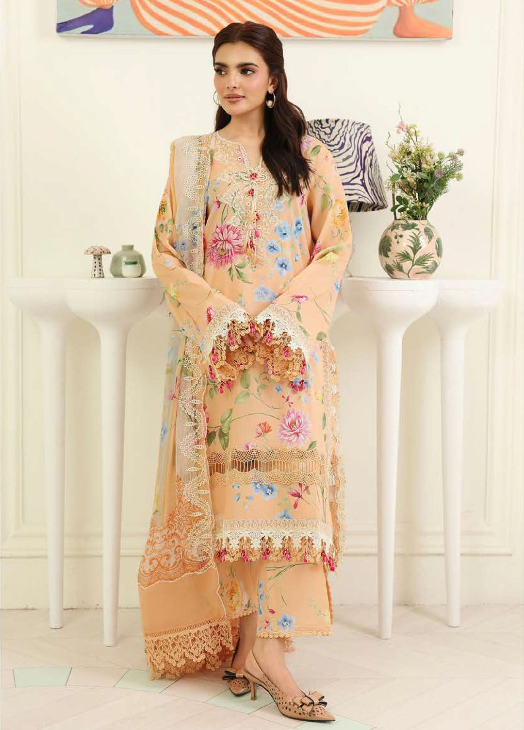Petals in Print by Roheenaz Unstitched Printed Lawn 3 Piece Suit RN26UPP Magnolia Mist RUNSS260902 - Summer Collection