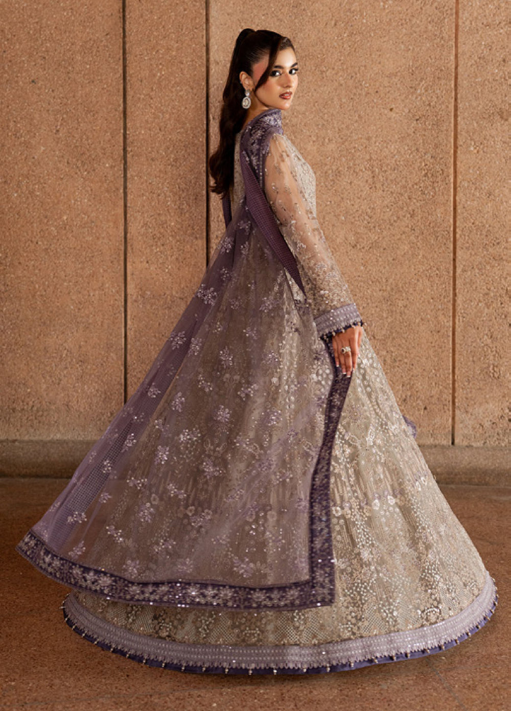 Lazawal by Lavish Premium Unstitched Embroidered Organza 3 Piece Suit LVP26UCL Beige Serenity - Festive Collection