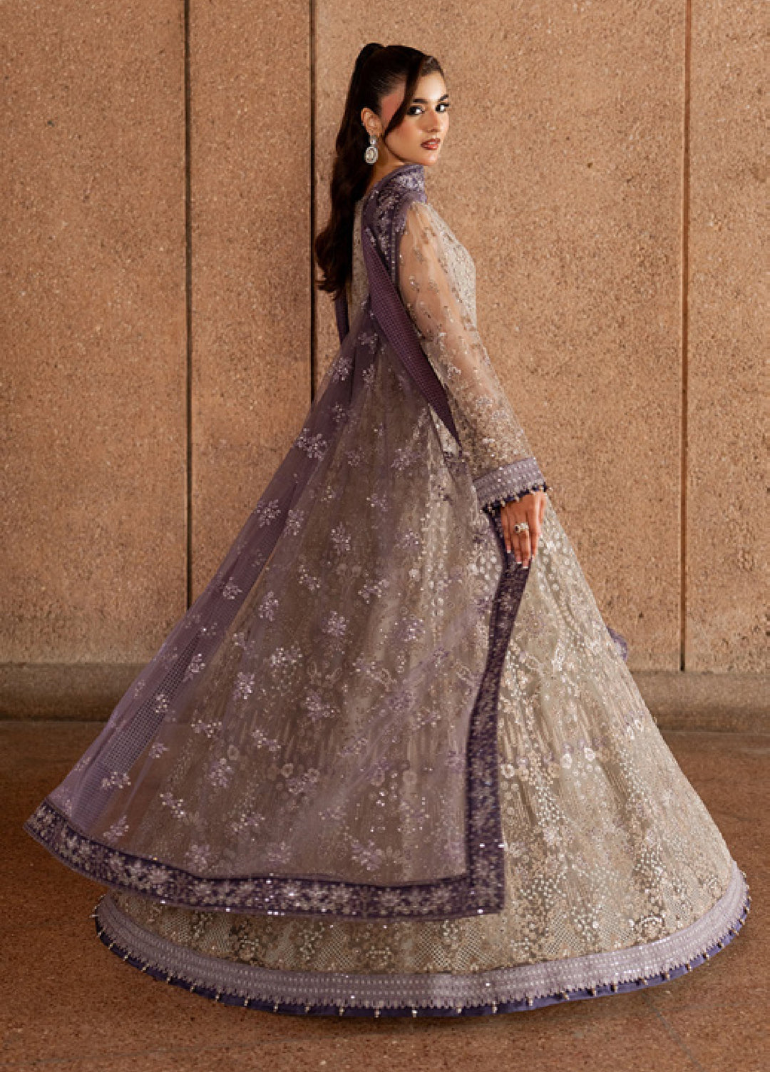 Lazawal by Lavish Premium Unstitched Embroidered Organza 3 Piece Suit LVP26UCL Beige Serenity - Festive Collection
