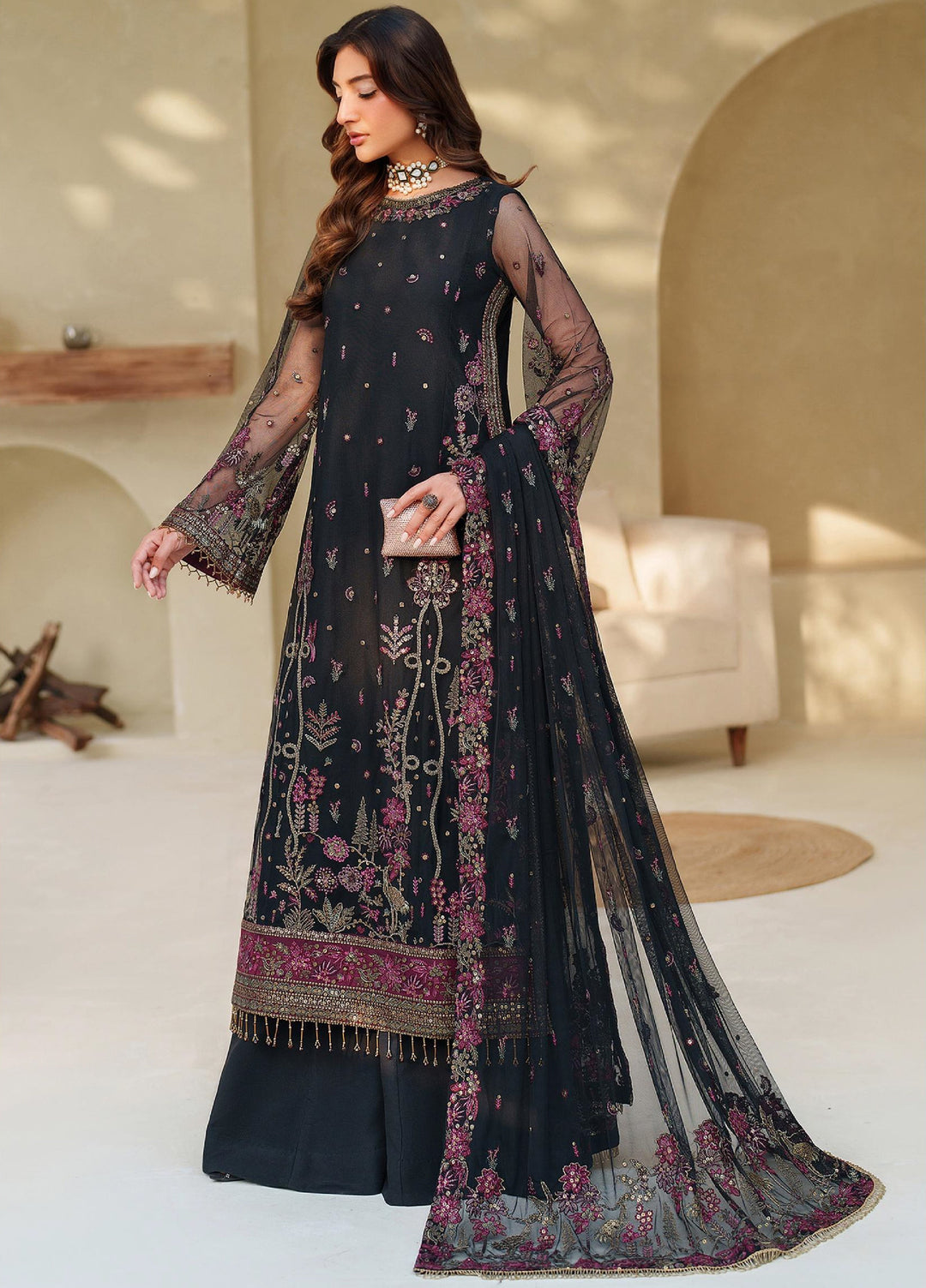 Meesa by Zarif Unstitched Net Embroidered Suits 3 Piece ZR25UF ZRF-ML-05 JEMIHA - Winter Collection