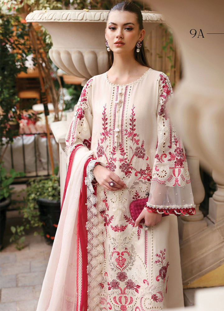 Maria B Unstitched Embroidered Luxury Lawn 3 Piece Suit MB26UEL 9A - Eid Collection