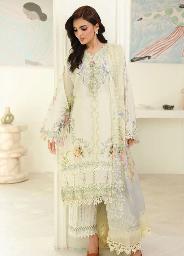 Petals in Print by Roheenaz Unstitched Printed Lawn 3 Piece Suit RN26UPP Ivory Sonata RUNSS260901 - Summer Collection