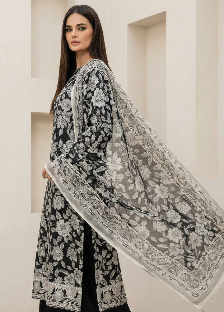 Black N White by Regalia Textiles Unstitched Printed Lawn 3 Piece Suit RG26ULBW D8 - Casual Collection