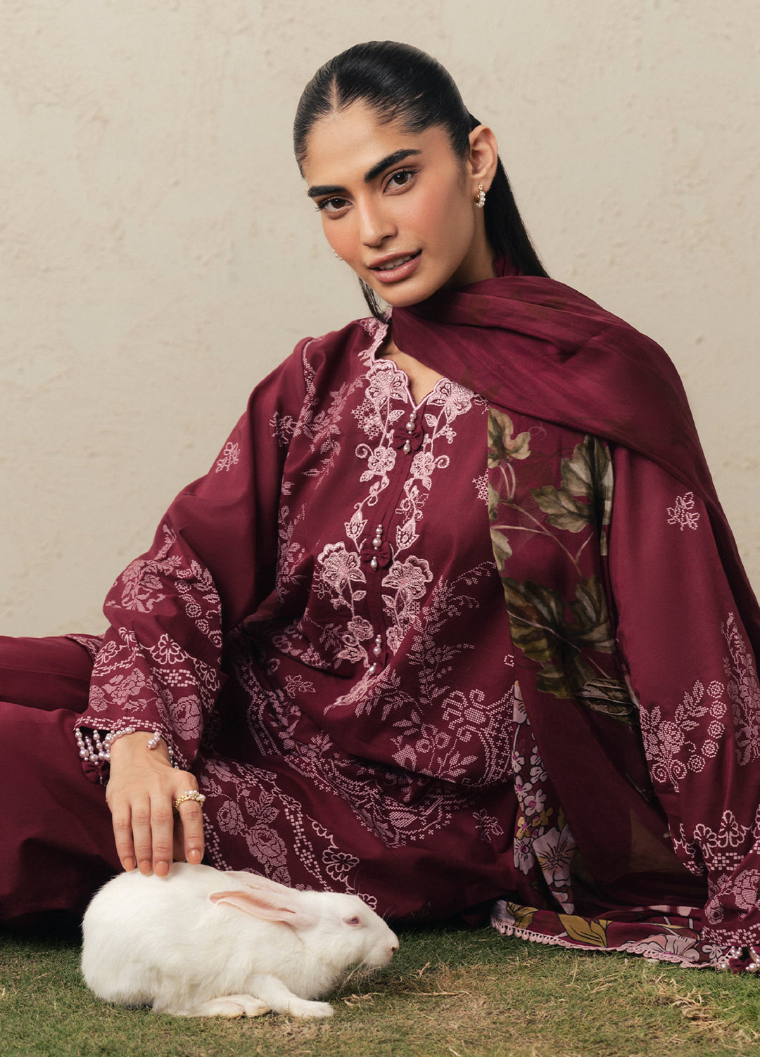 Moonsoon Edit by Cross Stitch Unstitched Printed Cambric 3 Piece Suit CS26UCM Velvet Whisper - Casual Collection