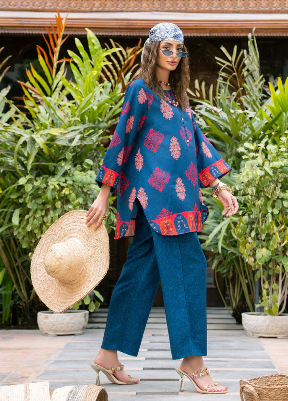 Nairah Women Pret Printed Arabic Lawn Suit NAH26PN Cobalt Blue - Spring Collection