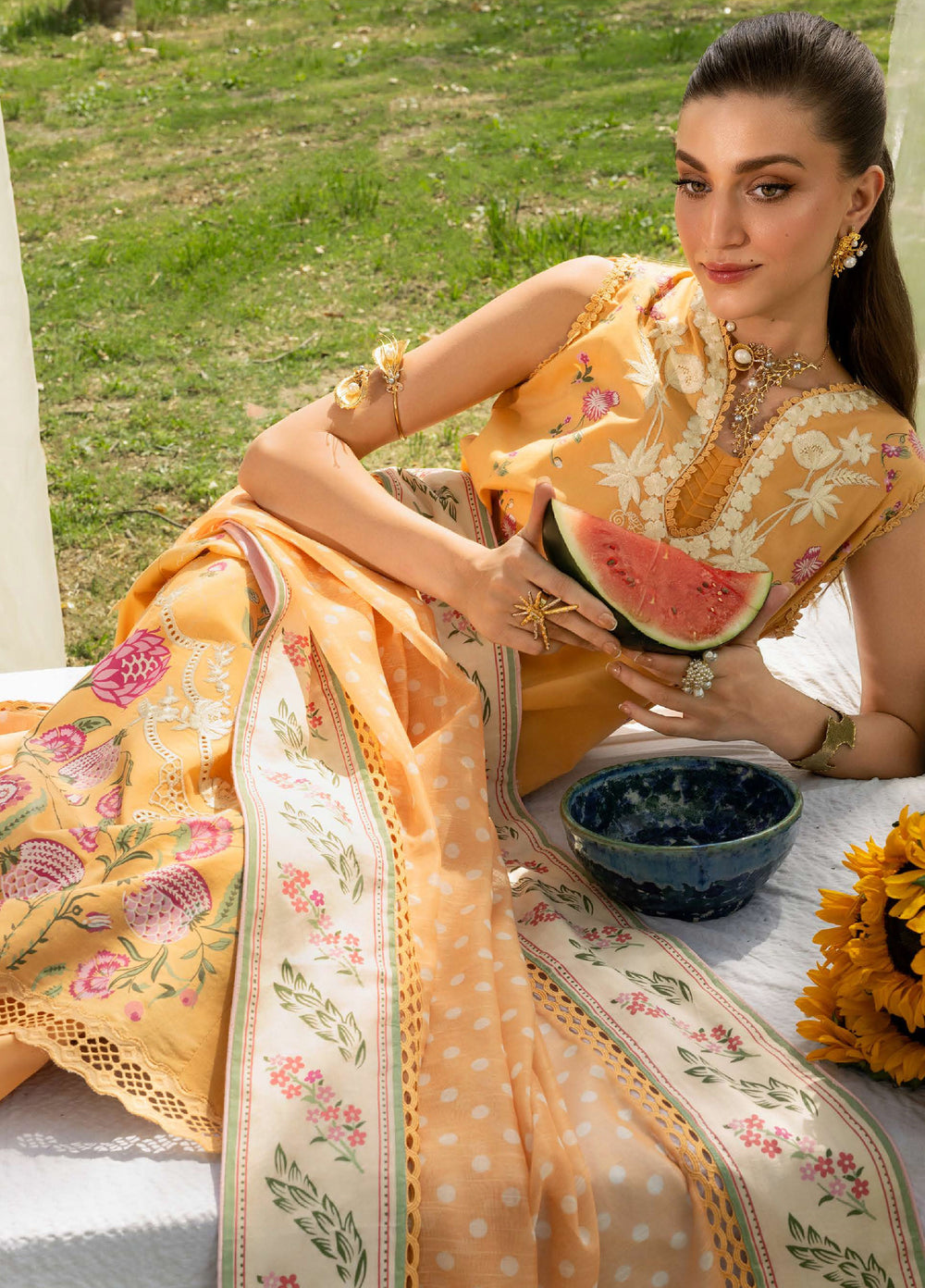 Bloom by Saira Shakira Unstitched Embroidered Lawn 3 Piece Suit SSR26ULB LILY-02A - Eid Collection