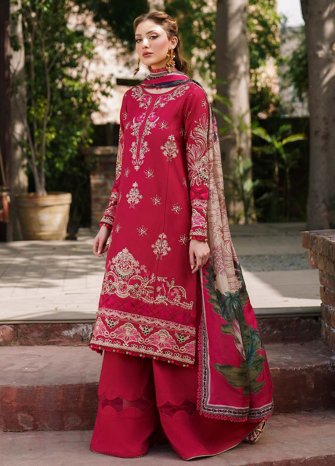 Shurooq Unstitched Luxury Lawn Embroidered 3 Piece SQ25 D-06 Gazelle - Festive Collection