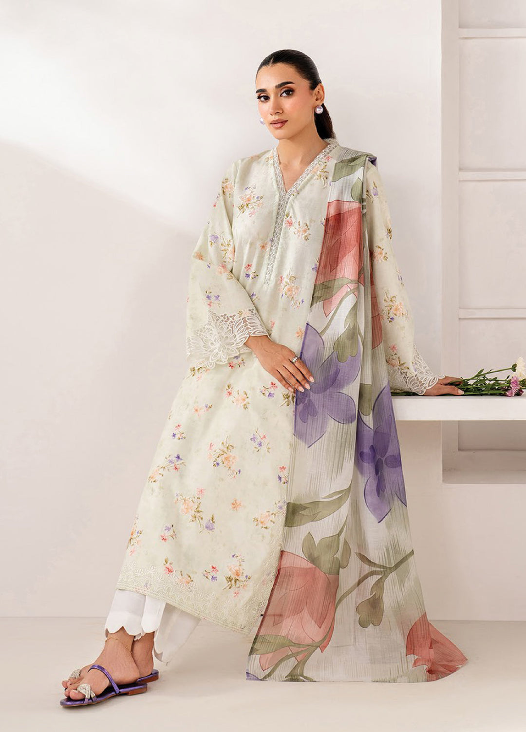 Le'essence by Xenia Formals Unstitched Embroidered Lawn 3 Piece Suit XE26UL D-07 Evra - Summer Collection