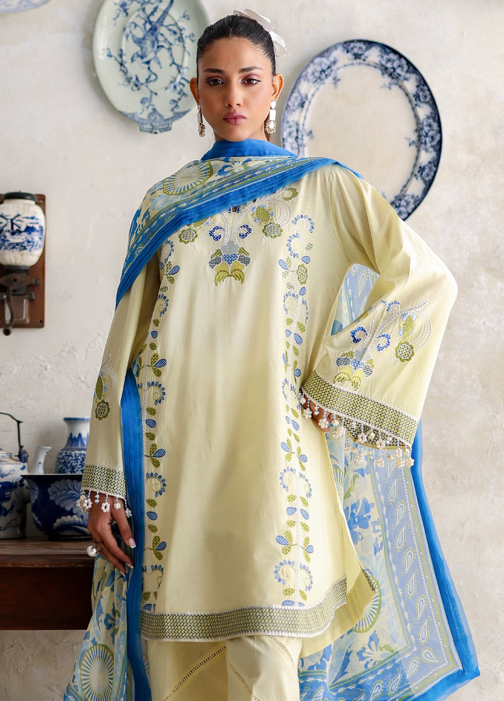 Freesia by Gul Ahmed Unstitched Embroidered Lawn 3 Piece Suit GA26UFL BM-62005 - Summer Collection