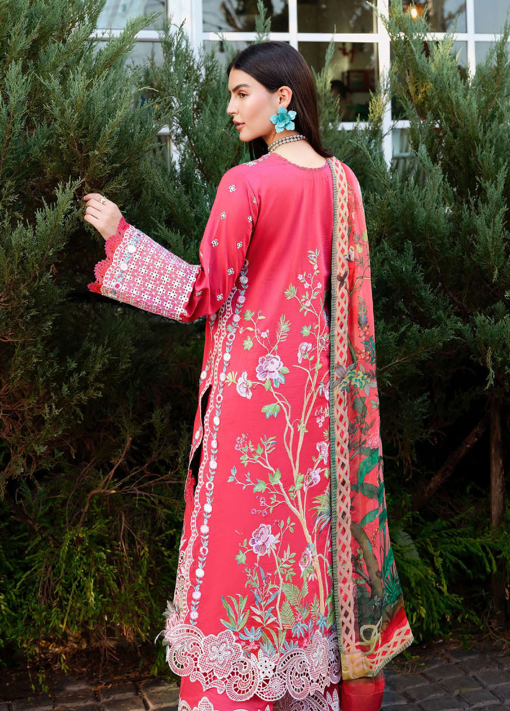 AMoi by Mushq Unstitched Embroidered Luxury Lawn 3 Piece Suit MU26AHL D-12 Blushing Rose - Summer Collection
