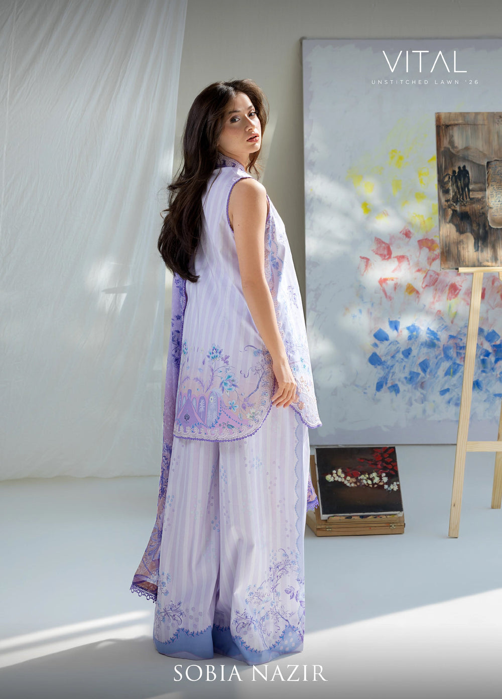 Vital by Sobia Nazir Unstitched Embroidered Lawn 3 Piece Suit SN26UVL 2B - Summer Collection