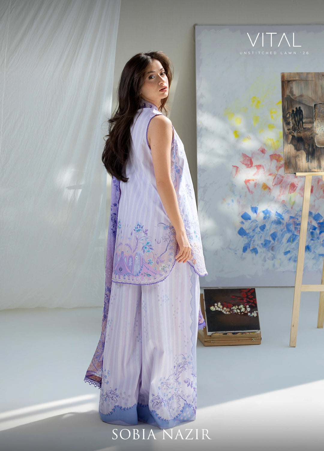 Vital by Sobia Nazir Unstitched Embroidered Lawn 3 Piece Suit SN26UVL 2B - Summer Collection