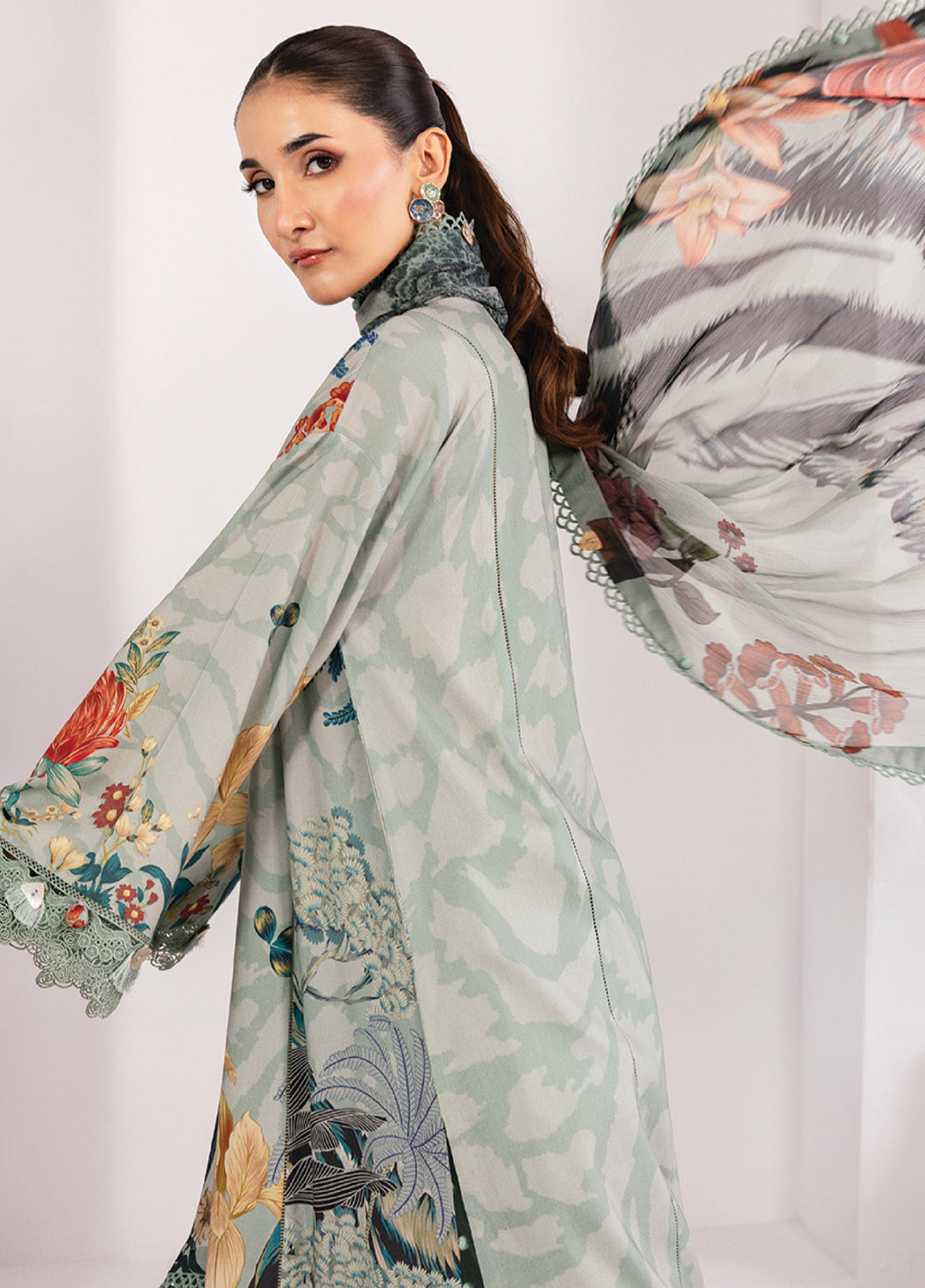 M Basics By Maria B Unstitched Digital Printed Linen 3 Piece MB25UW 1109-A - Winter Collection