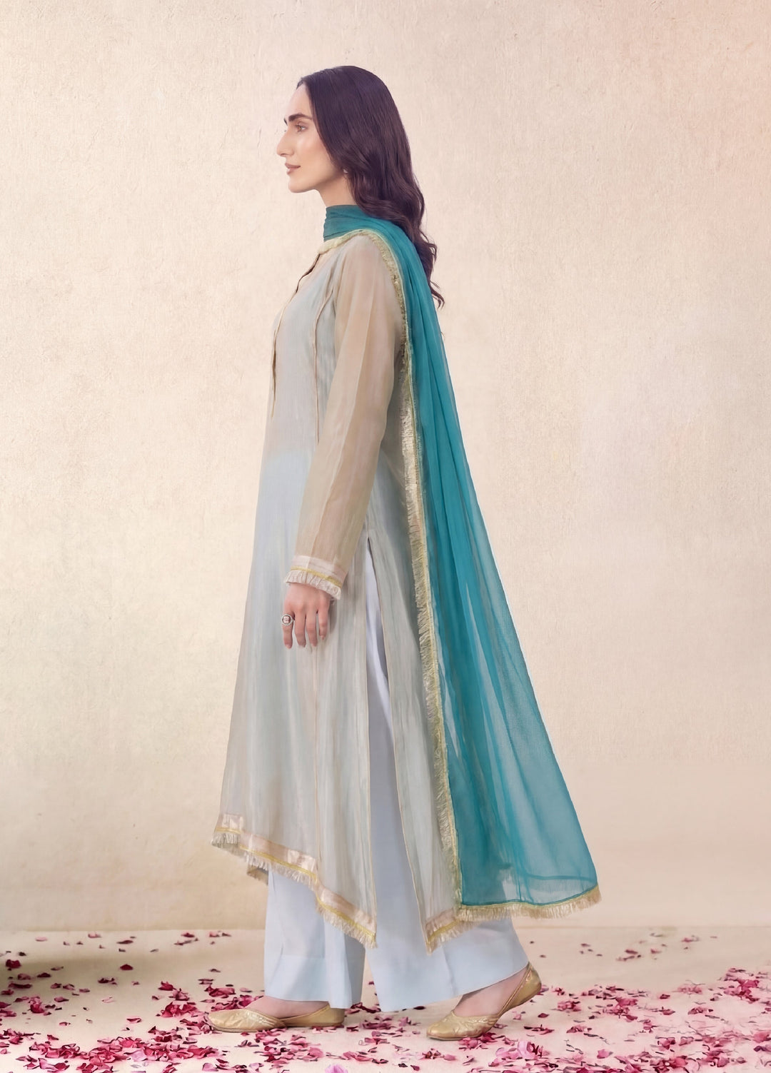 Dareecha by Daak RTW Embroidered Cotton Silk 3 Piece Suit MKS-A MISTY MKS-A - Festive Collection