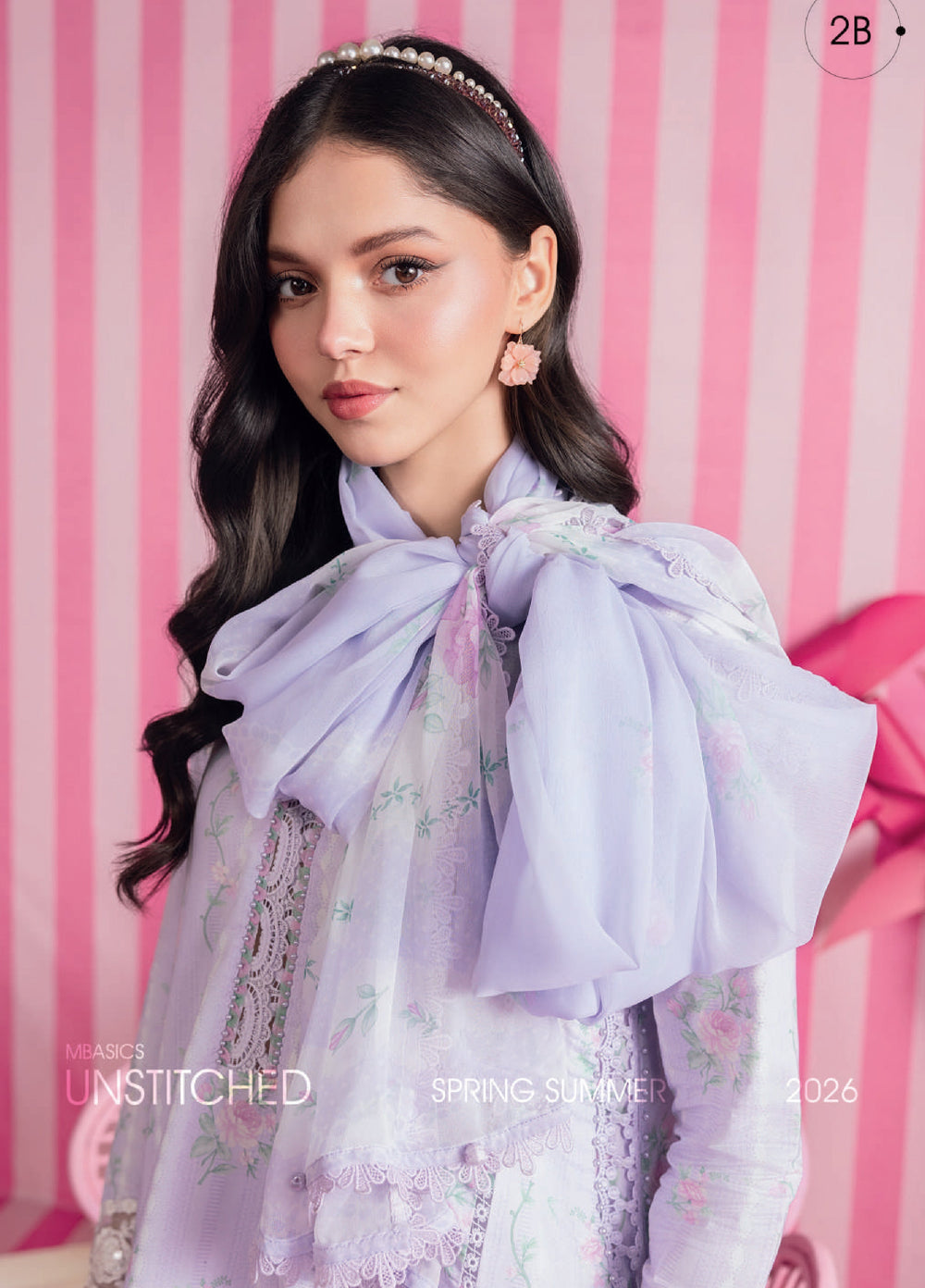 M Basics by Maria B Unstitched Embroidered Lawn 3 Piece Suit MB26UMB MB-CUSV13-2B - Summer Collection