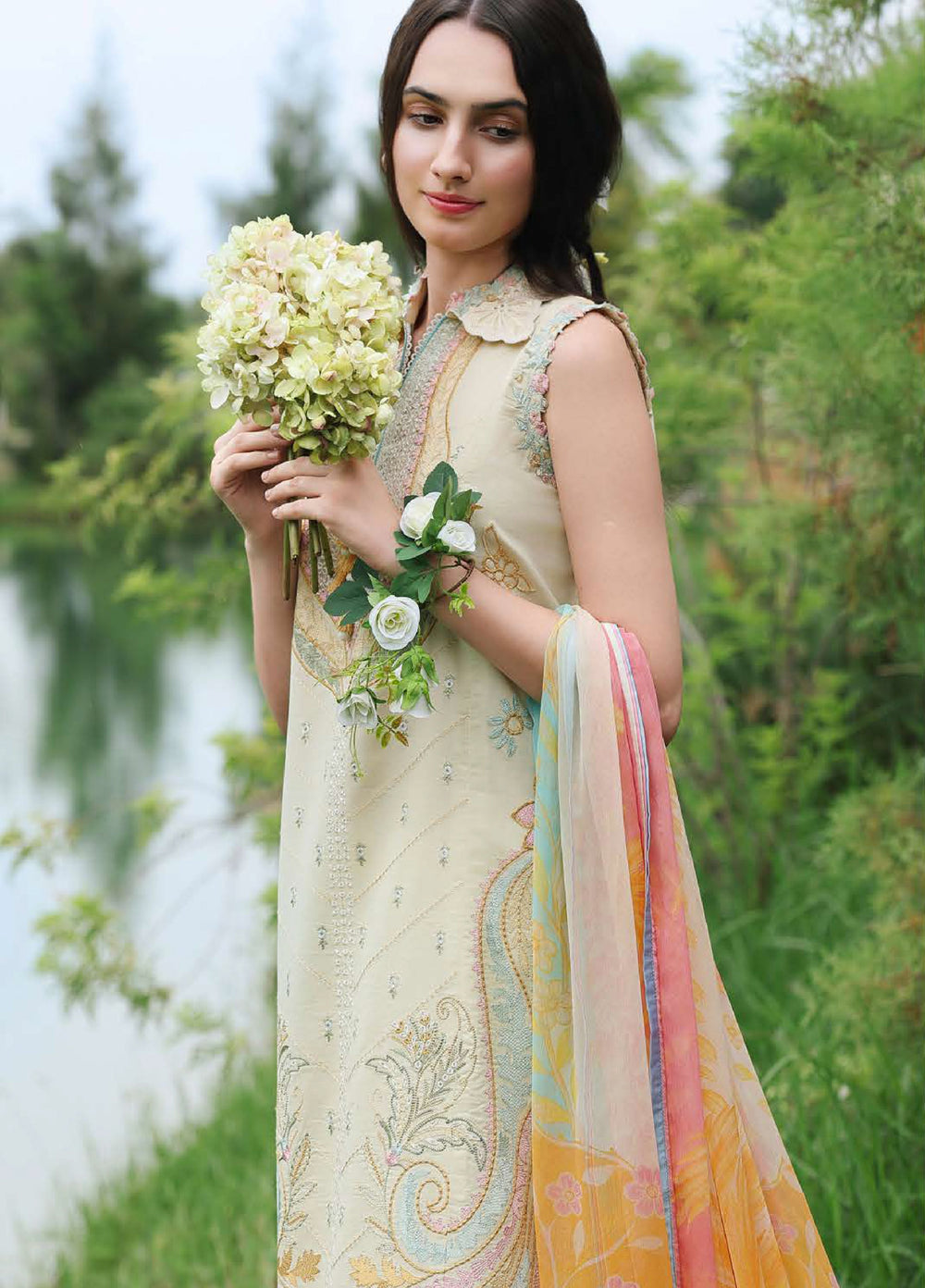 The Secret Garden by Mushq Unstitched Embroidered Lawn 3 Piece Suit MU26USG Nocturne Flora HUNSS260406 - Festive Collection