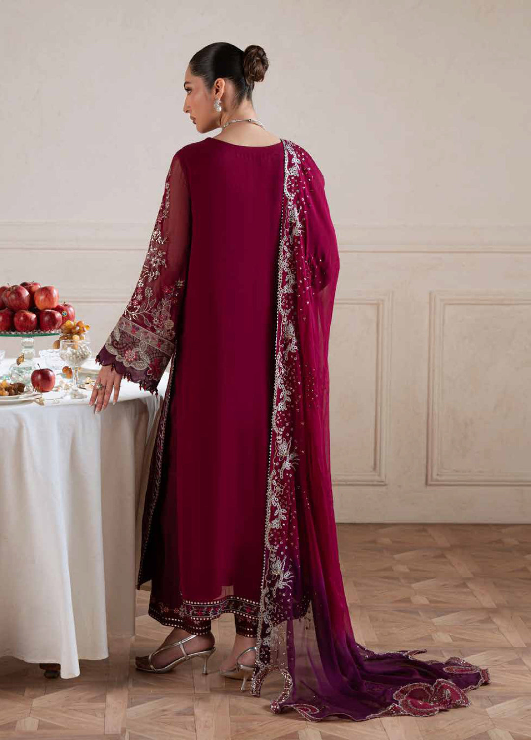 Amaya by Nureh Unstitched Embroidered Chiffon 4 Piece Suit NU26UCA AM-40 - Festive Collection