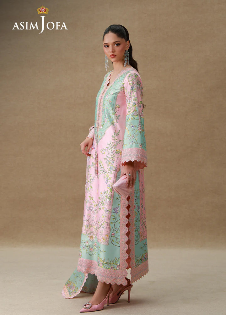 Asim Jofa Unstitched Printed Silk 3 Piece Suit AJ26UPS AJULSC-03 - Casual Collection