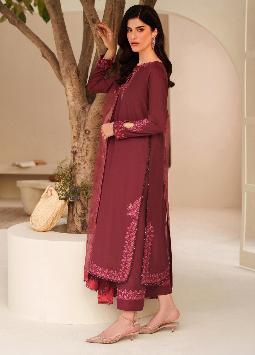 Tabeer by Zarif Unstitched Silk Embroidered 3 Piece Suit ZR26UT ZE-TS-01 MALIKA - Winter Collection
