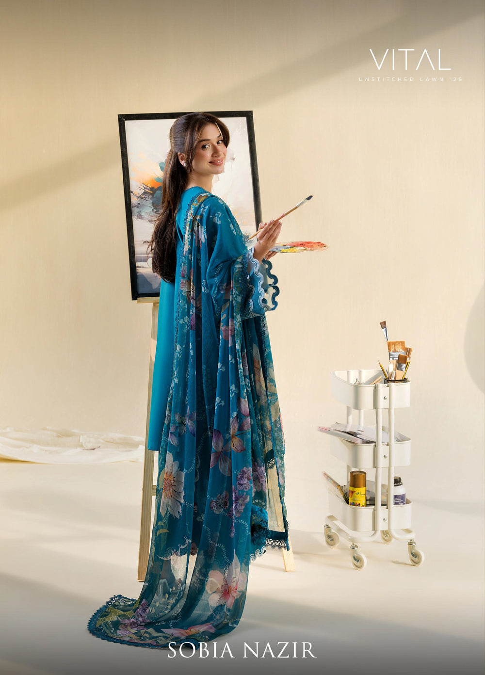 Vital by Sobia Nazir Unstitched Embroidered Lawn 3 Piece Suit SN26UVL 7A - Summer Collection