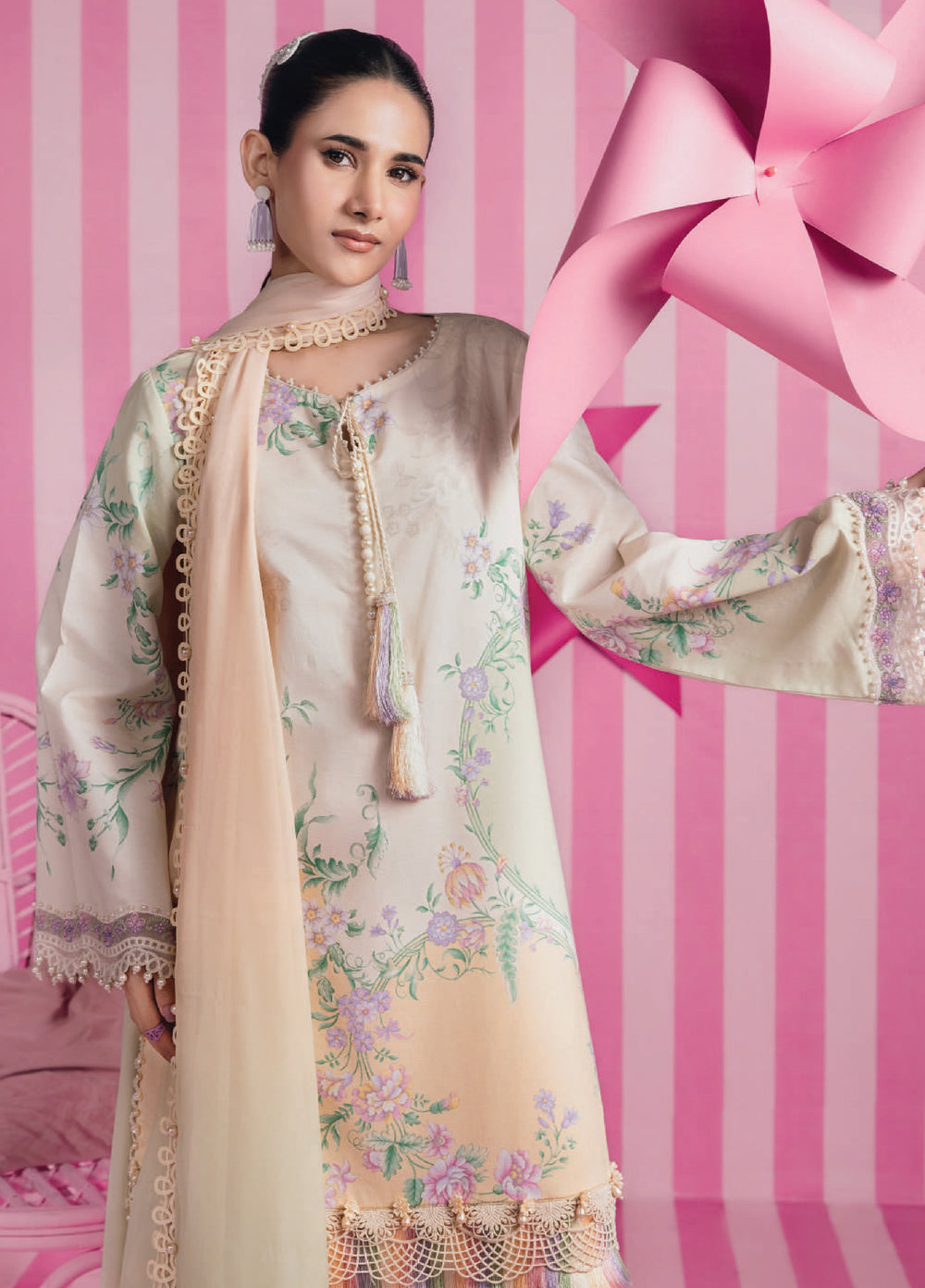 M Basics by Maria B Unstitched Embroidered Lawn 3 Piece Suit MB26UMB MB-CUSV13-7A - Summer Collection